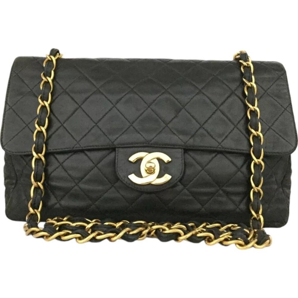 2822030AU (X6) Chanel Shoulder Bag Quilted Matelasse CC Logo Black Lambskin